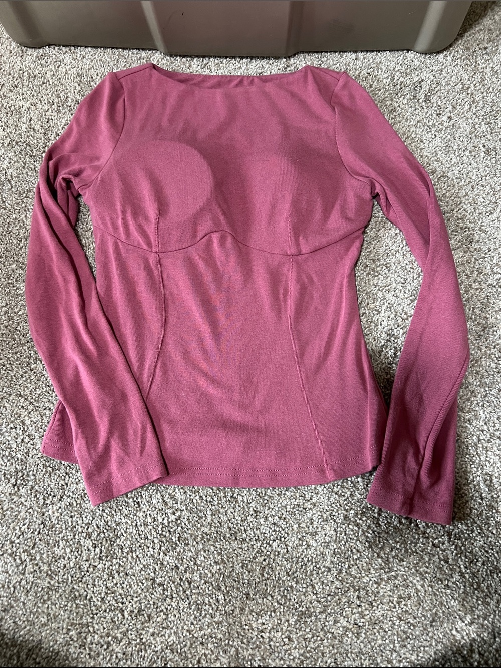 OGL Long-Sleeve Scoop Neck Top in Dusty Mauve